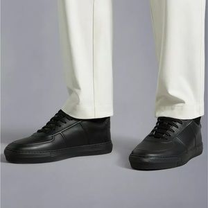 Moncler Neue York Black Leather Sneakers Men’s Size 43 US 10 Logo Italy‎ NFC New